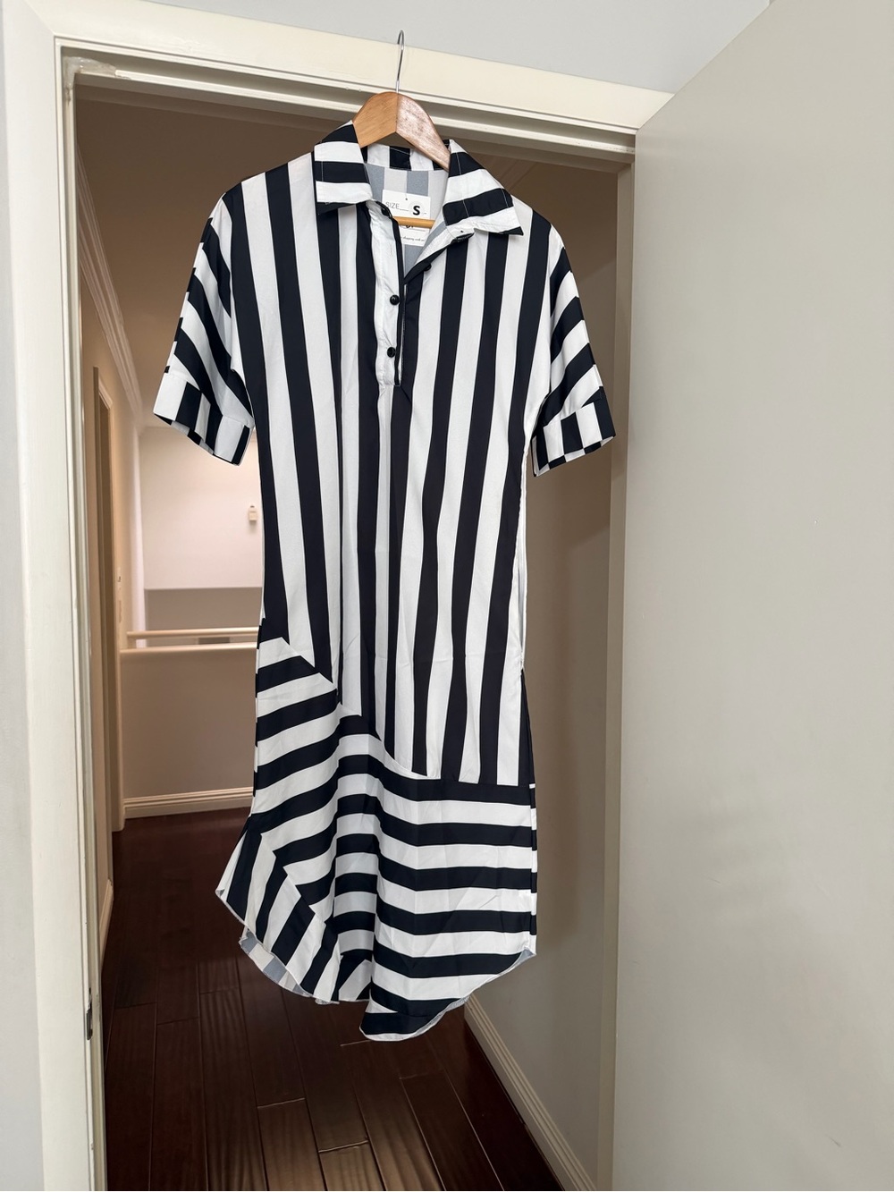 Black and White Striped Dress - Casual Polo Style